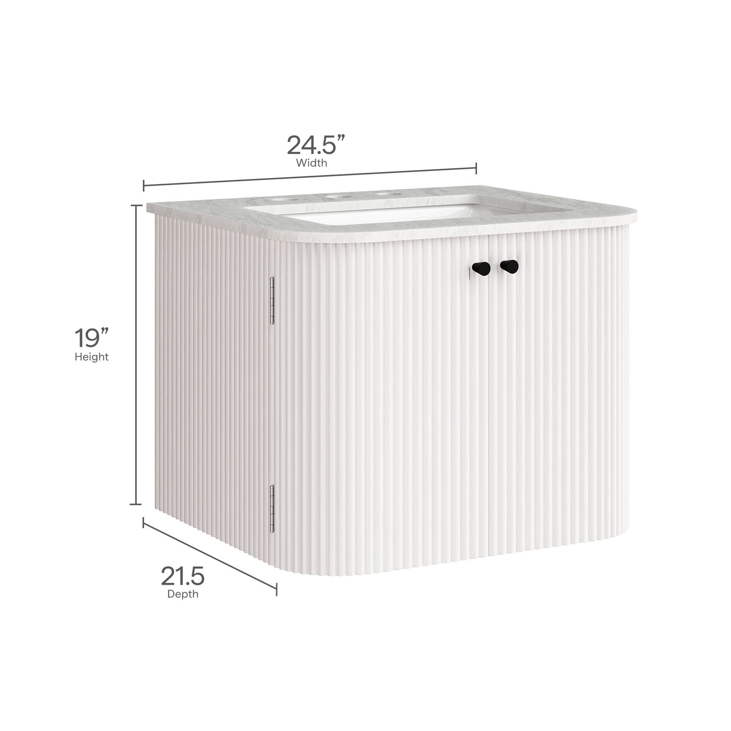 Modway - Zia 24" Wall-Mount Bathroom Vanity with Marble Sink by Modway  Bathroom Vanities Ivory - EEI-7162-IVO