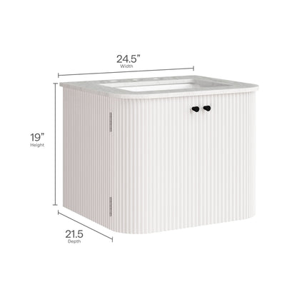 Modway - Zia 24" Wall-Mount Bathroom Vanity with Marble Sink by Modway  Bathroom Vanities Ivory - EEI-7162-IVO