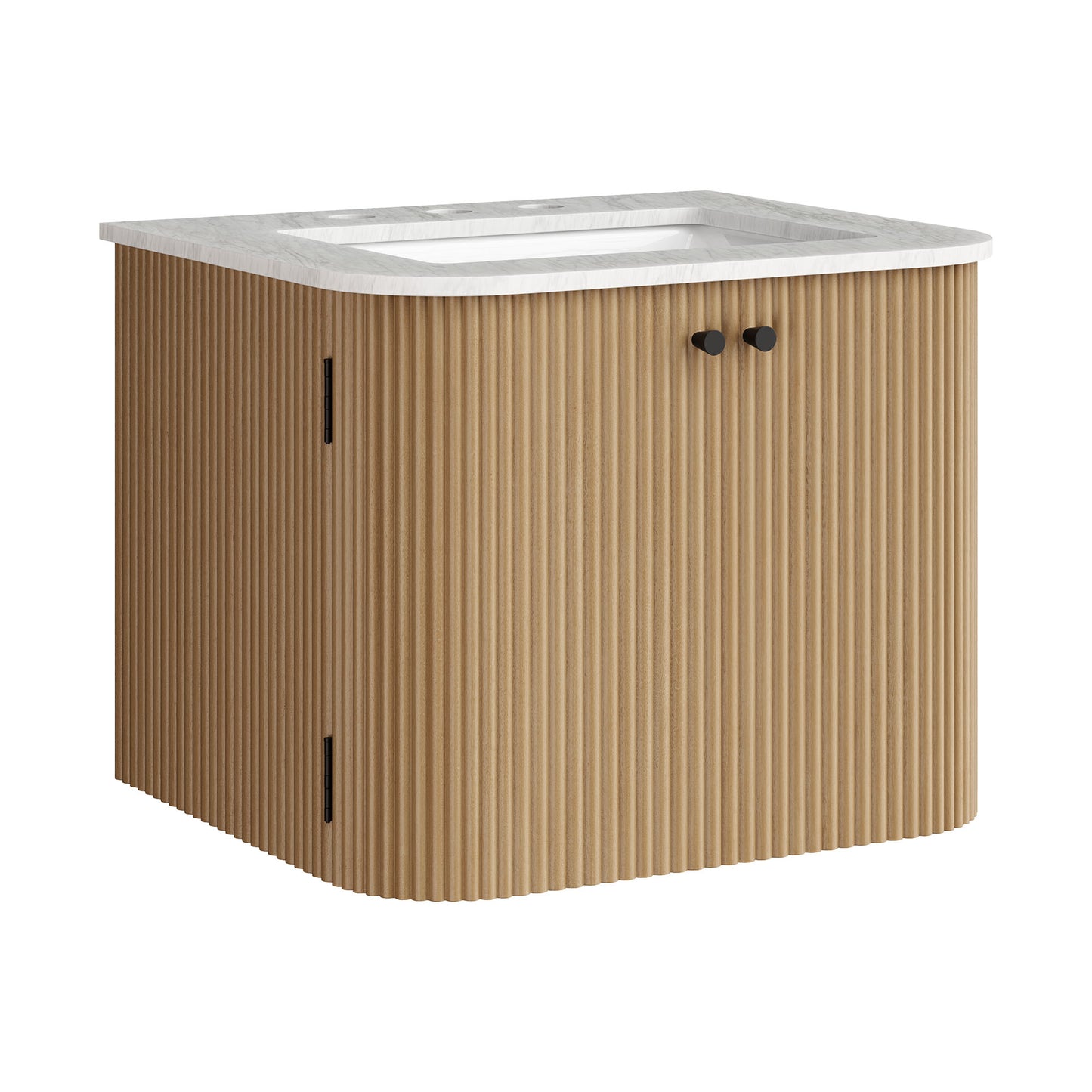 Modway - Zia 24" Wall-Mount Bathroom Vanity with Marble Sink by Modway  Bathroom Vanities Brown - EEI-7162-NAT