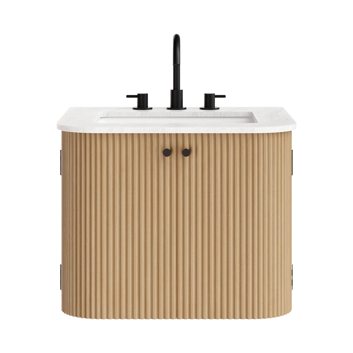 Modway - Zia 24" Wall-Mount Bathroom Vanity with Marble Sink by Modway  Bathroom Vanities Brown - EEI-7162-NAT