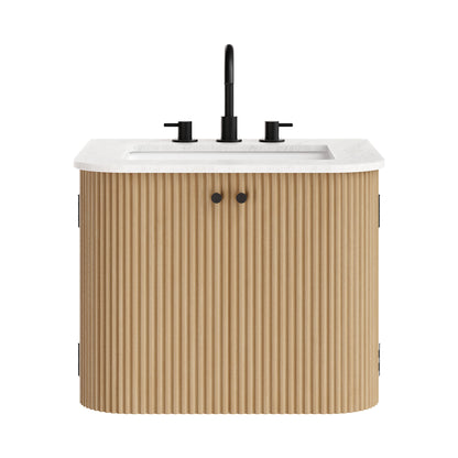 Modway - Zia 24" Wall-Mount Bathroom Vanity with Marble Sink by Modway  Bathroom Vanities Brown - EEI-7162-NAT