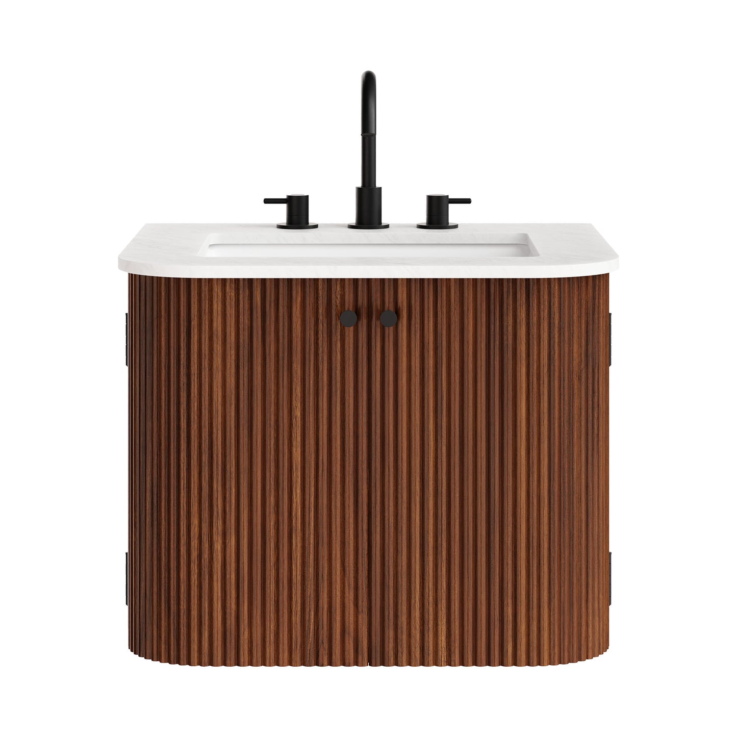 Modway - Zia 24" Wall-Mount Bathroom Vanity with Marble Sink by Modway  Bathroom Vanities Brown - EEI-7162-WAL