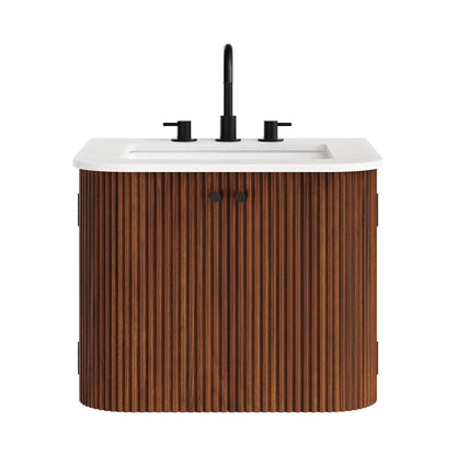 Modway - Zia 24" Wall-Mount Bathroom Vanity with Marble Sink by Modway  Bathroom Vanities Brown - EEI-7162-WAL