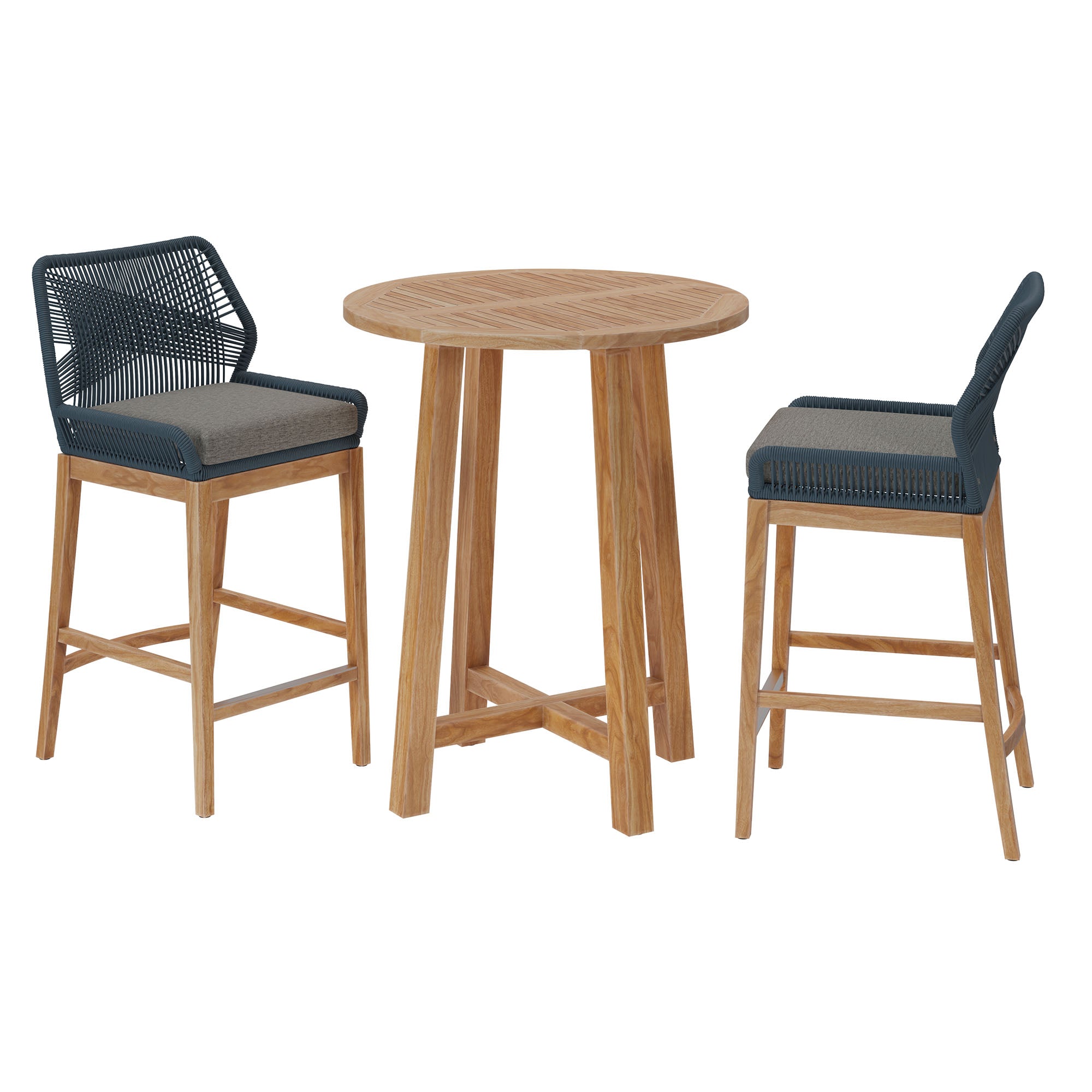 Modway - Wellspring 3-Piece Outdoor Patio Teak Wood Bar Set by Modway ...