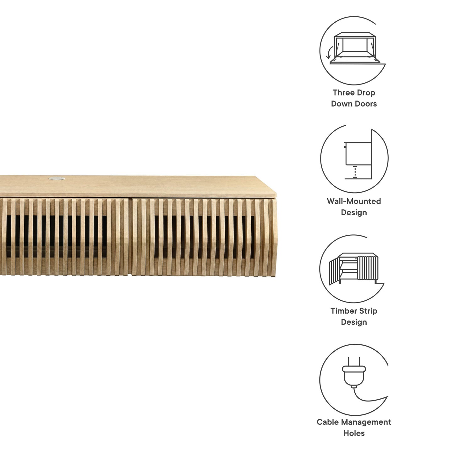 Modway - Vaughn 64" Wall Mount TV Stand by Modway  Living Room Decor Gray - EEI-7164-ASH