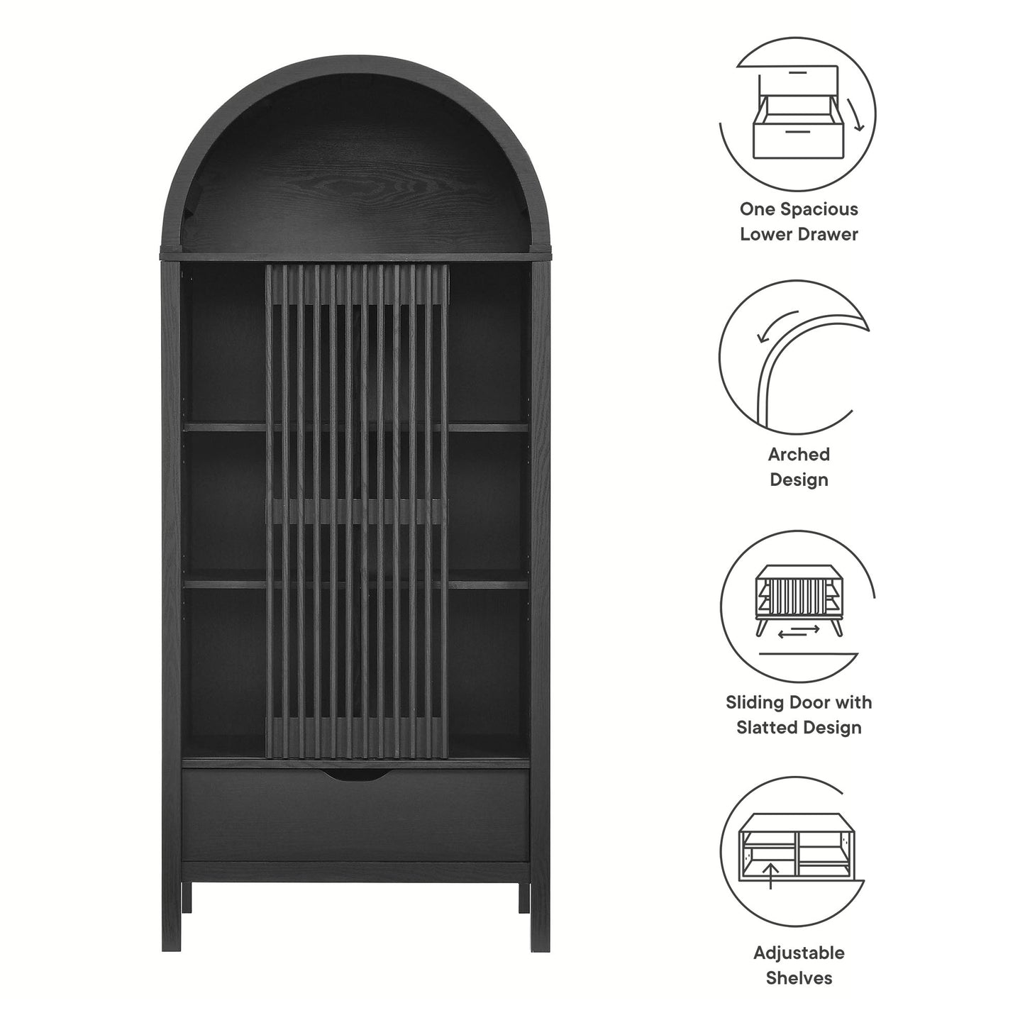Modway - Vaughn 71" Arched Storage Display Cabinet by Modway  Living Room Decor Black - EEI-7167-BLK