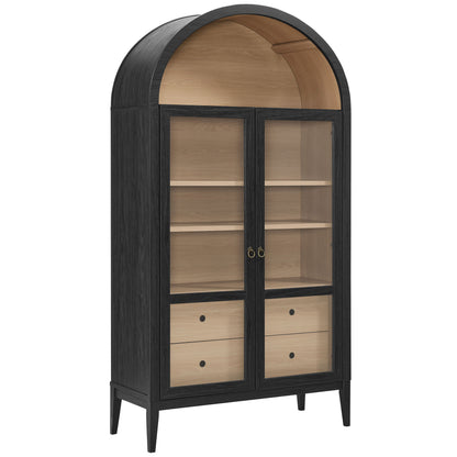 Modway - Nolan 74" Tall Wide Arched Storage Display Cabinet by Modway  Living Room Decor Brown - EEI-7168-BLK-OAK