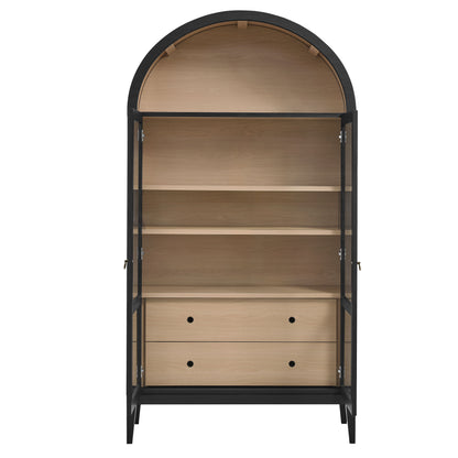 Modway - Nolan 74" Tall Wide Arched Storage Display Cabinet by Modway  Living Room Decor Brown - EEI-7168-BLK-OAK