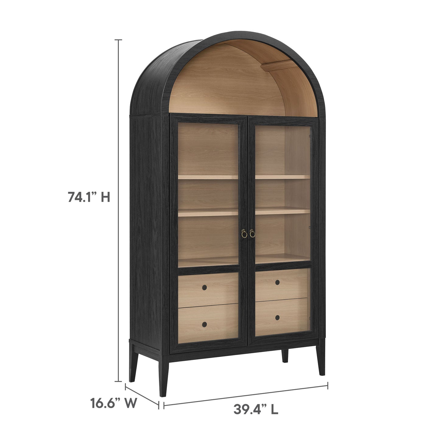Modway - Nolan 74" Tall Wide Arched Storage Display Cabinet by Modway  Living Room Decor Brown - EEI-7168-BLK-OAK