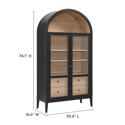 Modway - Nolan 74" Tall Wide Arched Storage Display Cabinet by Modway  Living Room Decor Brown - EEI-7168-BLK-OAK