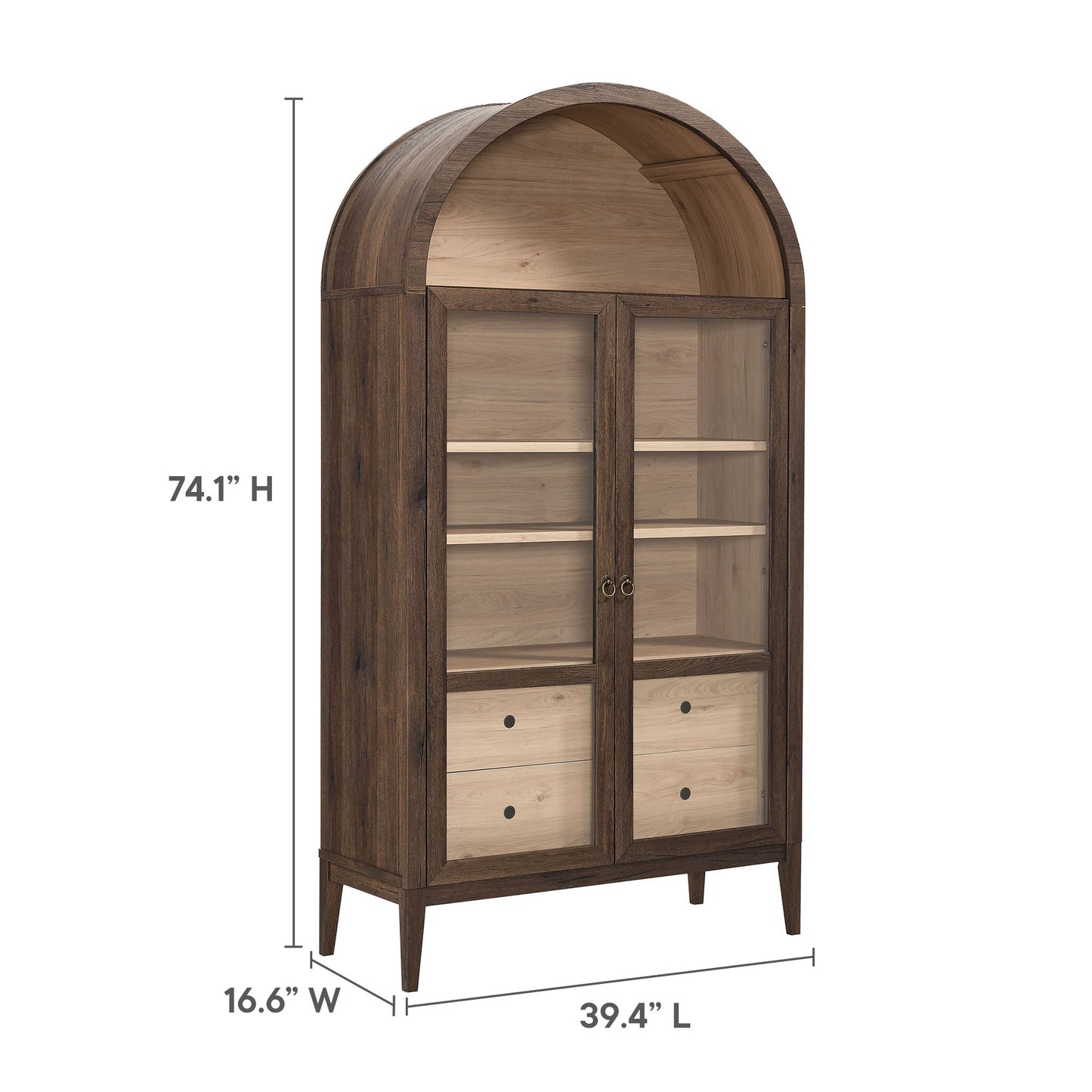 Modway - Nolan 74" Tall Wide Arched Storage Display Cabinet by Modway  Living Room Decor Brown - EEI-7168-WAL-LOA