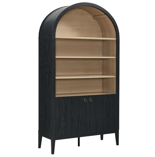 Modway - Nolan 74" Tall Wide Arched Storage Display Cabinet Bookshelf by Modway  Living Room Decor Black - EEI-7169-BLK-OAK