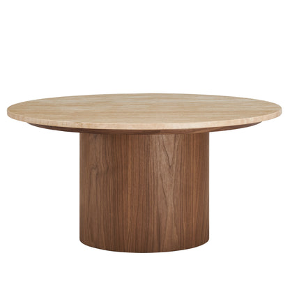 Modway - Kioni Round Travertine Coffee Table by Modway  Living Room Tables Brown - EEI-7170-WAL-TRV