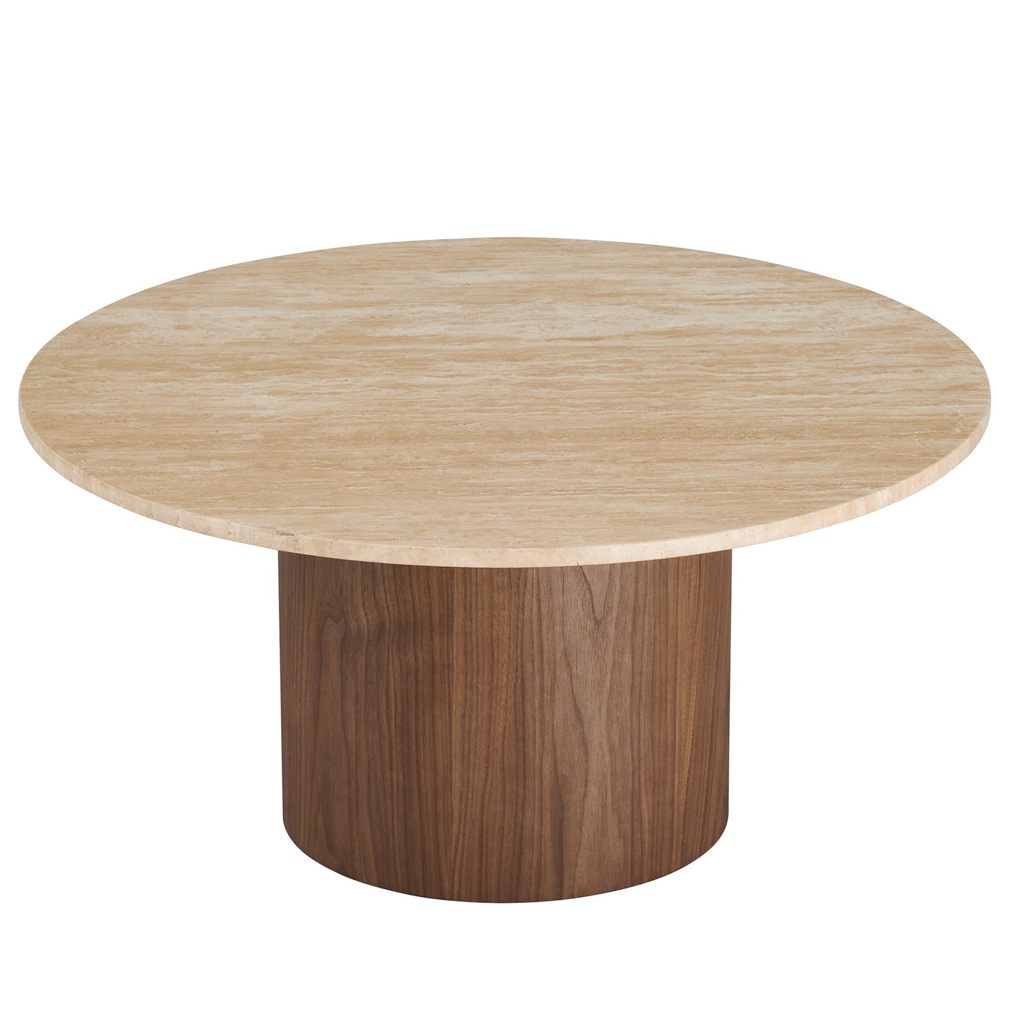 Modway - Kioni Round Travertine Coffee Table by Modway  Living Room Tables Brown - EEI-7170-WAL-TRV