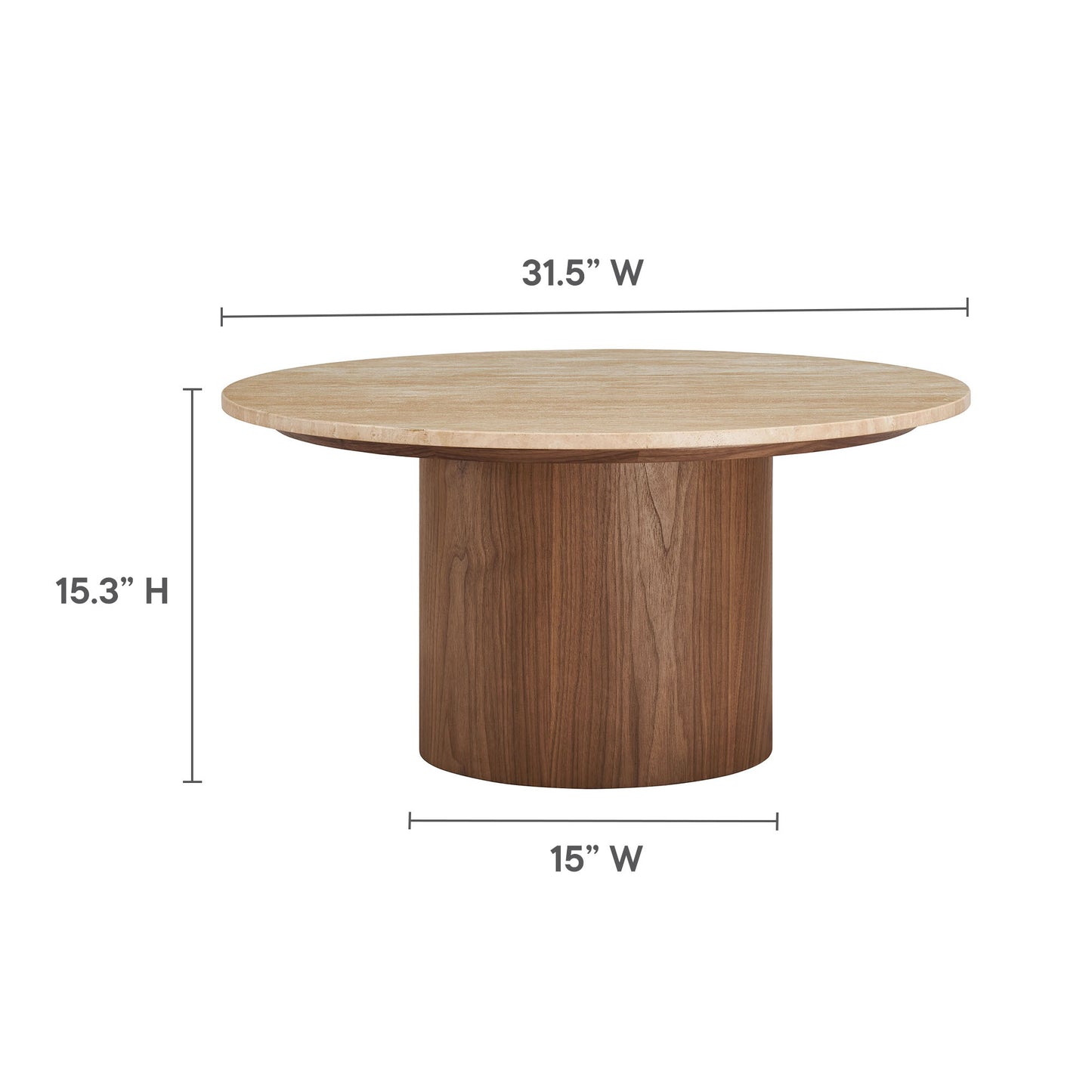 Modway - Kioni Round Travertine Coffee Table by Modway  Living Room Tables Brown - EEI-7170-WAL-TRV