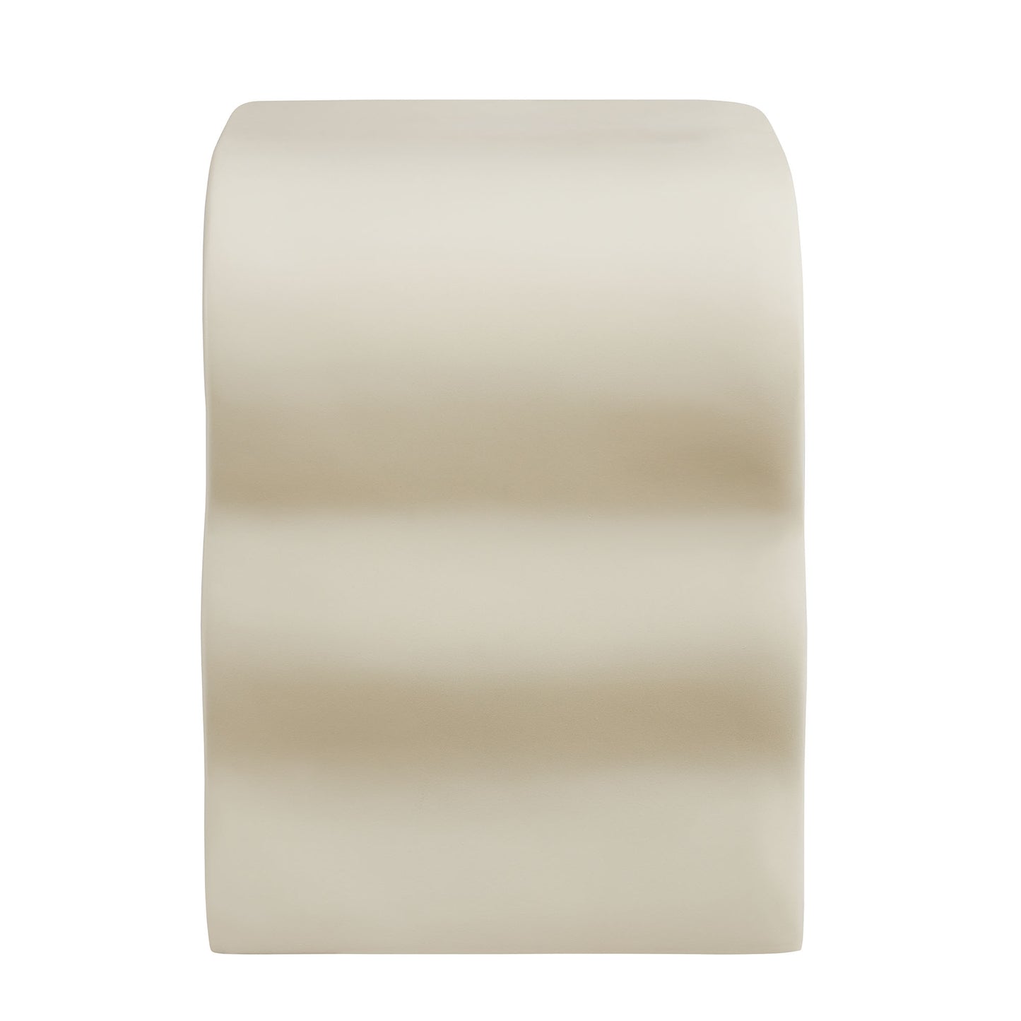 Ivory side table with a squiggle-inspired curved silhouette.