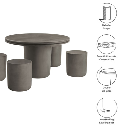 Modway - Brion Indoor - Outdoor Patio Concrete 5 Piece Dining Table Set by Modway  Outdoor Furniture Bar and Dining Gray - EEI-7172-GRY