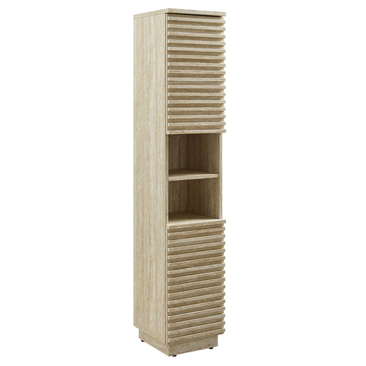 Modway - Render Tall Narrow Faux Travertine Linen Storage Cabinet by Modway  Bathroom Vanities Brown - EEI-7178-TRA