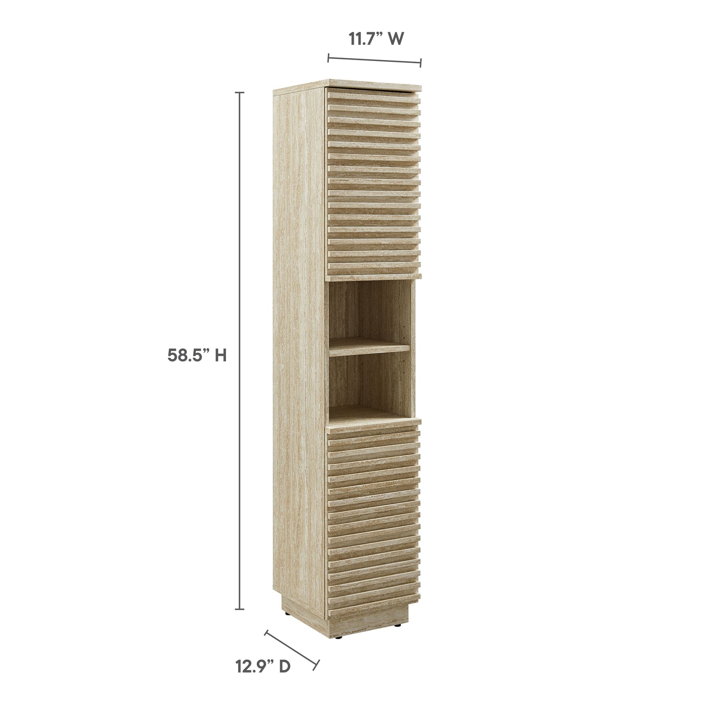 Modway - Render Tall Narrow Faux Travertine Linen Storage Cabinet by Modway  Bathroom Vanities Brown - EEI-7178-TRA