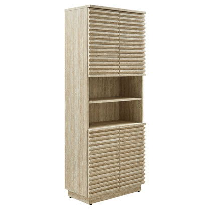 Modway - Render Tall Faux Travertine Linen Storage Cabinet by Modway  Bathroom Vanities Brown - EEI-7179-TRA