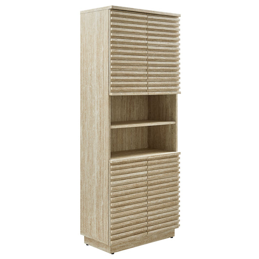 Modway - Render Tall Faux Travertine Linen Storage Cabinet by Modway  Bathroom Vanities Brown - EEI-7179-TRA