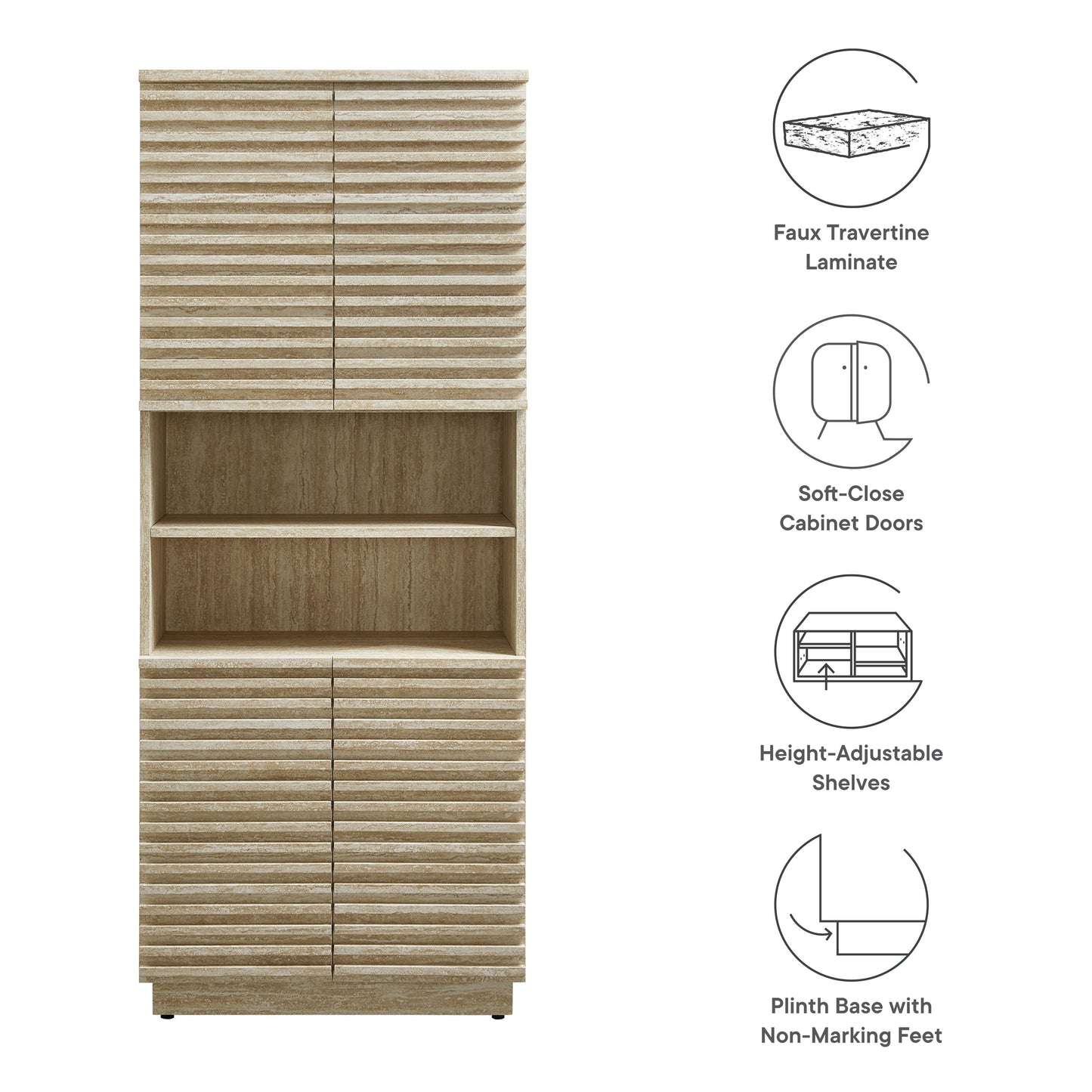 Modway - Render Tall Faux Travertine Linen Storage Cabinet by Modway  Bathroom Vanities Brown - EEI-7179-TRA