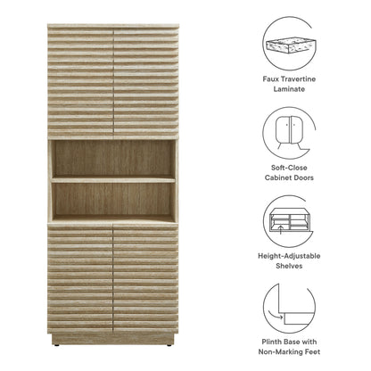 Modway - Render Tall Faux Travertine Linen Storage Cabinet by Modway  Bathroom Vanities Brown - EEI-7179-TRA