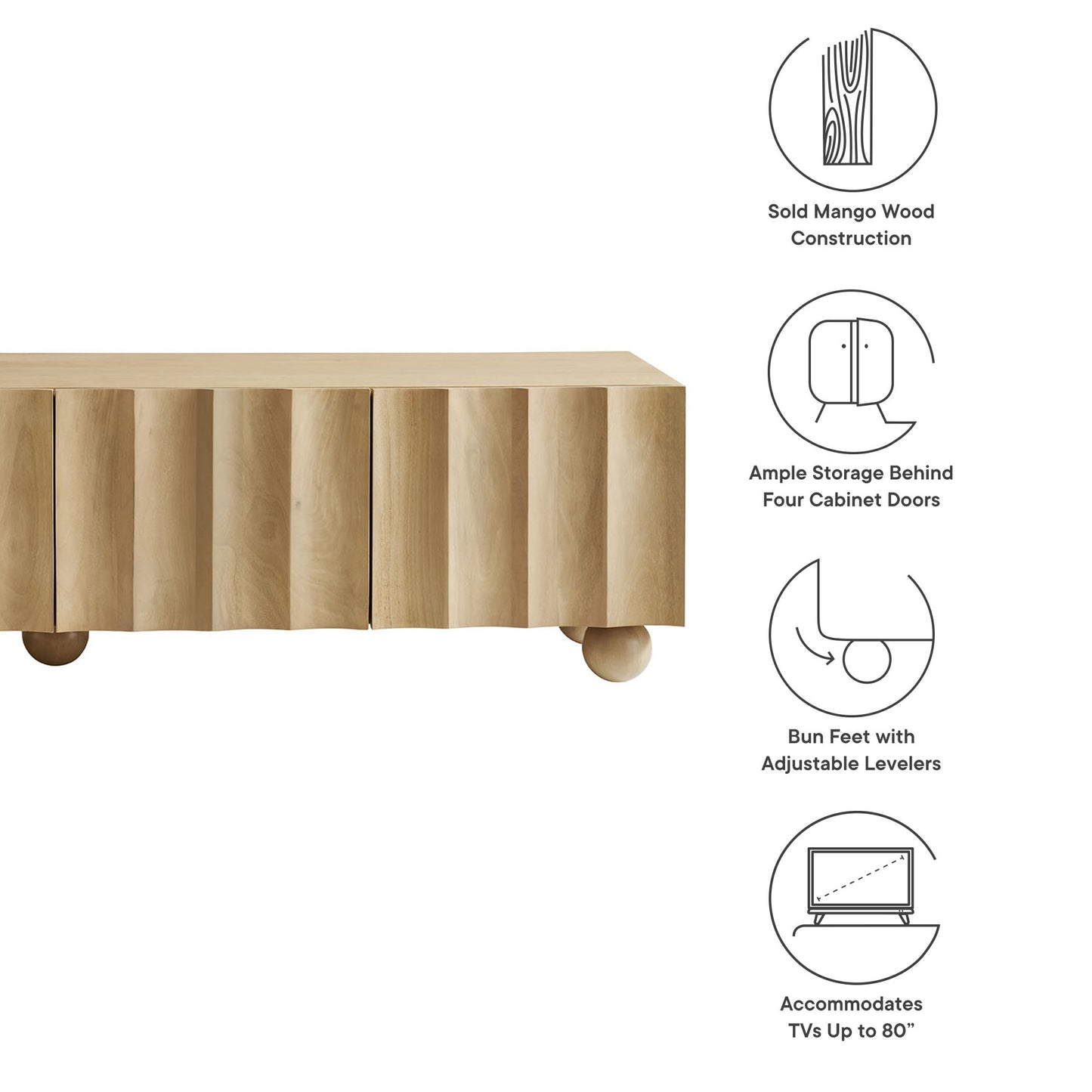 Modway - Sorren Scalloped 71" Wood TV Stand by Modway  Living Room Decor Brown - EEI-7184-NAT