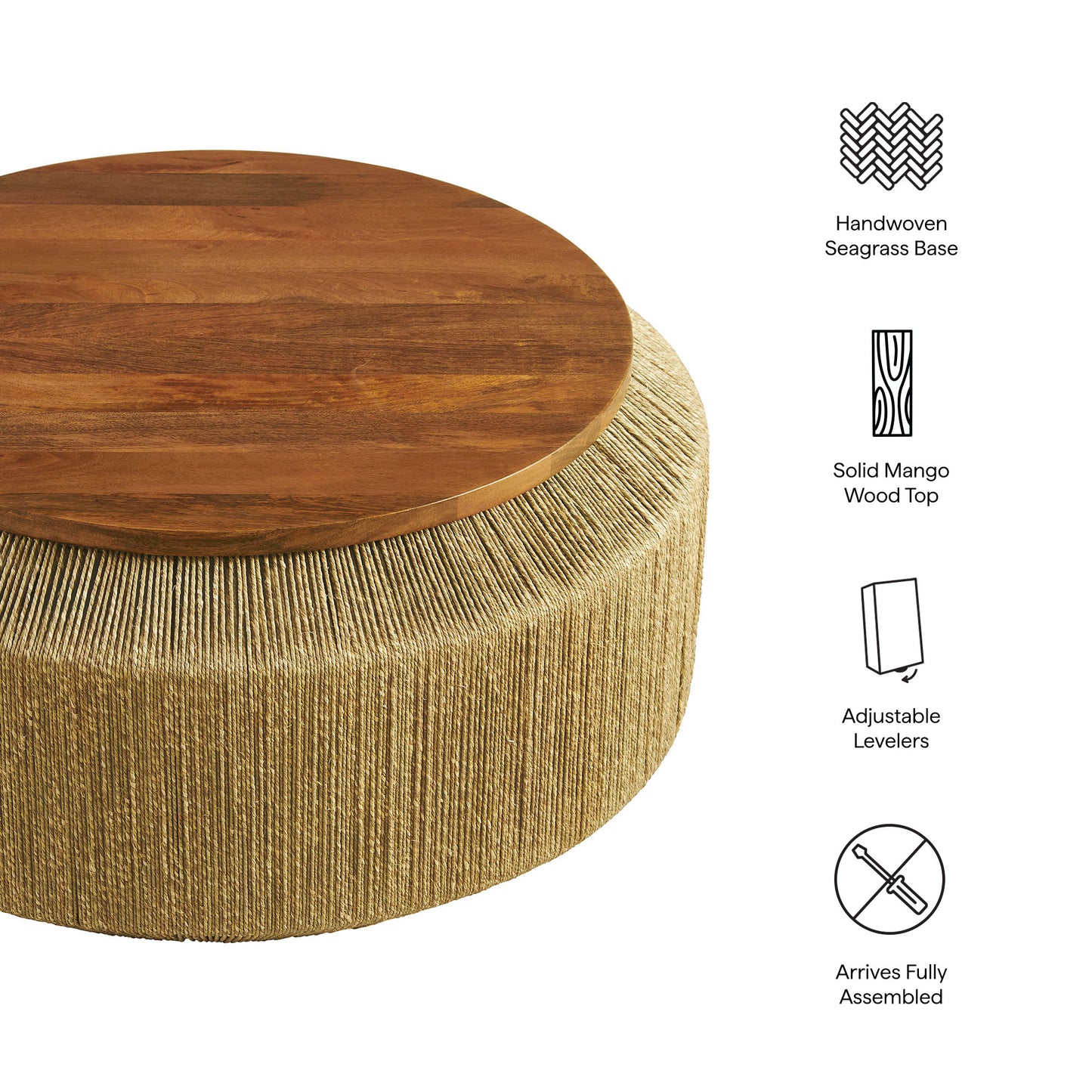 Modway - Maris Seagrass and Wood Coffee Table by Modway  Living Room Tables Brown - EEI-7187-WAL-NAT