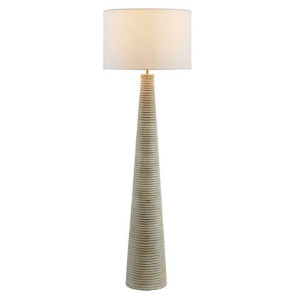 Modway - Saylor Carved Ribbed Wood Floor Lamp With Drum Shade by Modway  Lighting Floor Lamps White - EEI-7190-WHI-GRY