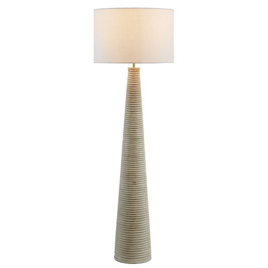 Modway - Saylor Carved Ribbed Wood Floor Lamp With Drum Shade by Modway  Lighting Floor Lamps White - EEI-7190-WHI-GRY