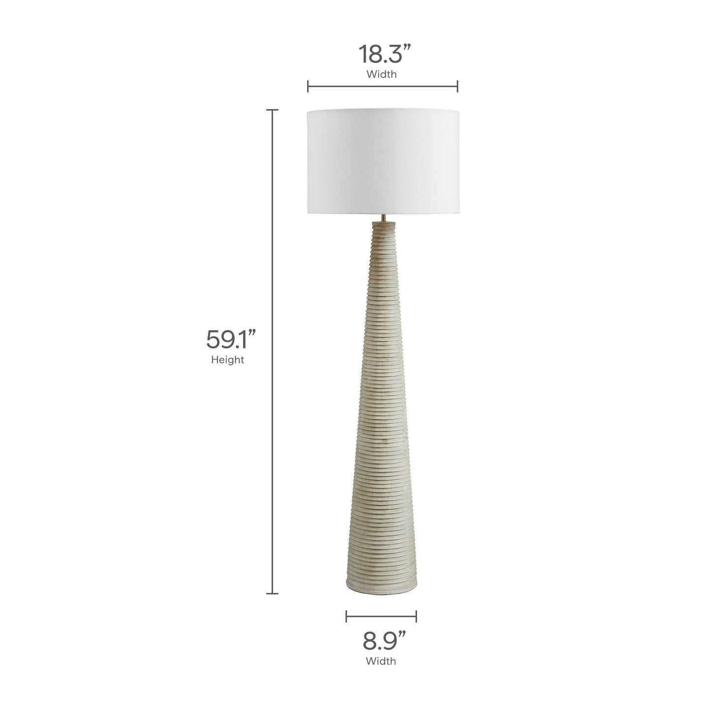 Modway - Saylor Carved Ribbed Wood Floor Lamp With Drum Shade by Modway  Lighting Floor Lamps White - EEI-7190-WHI-GRY
