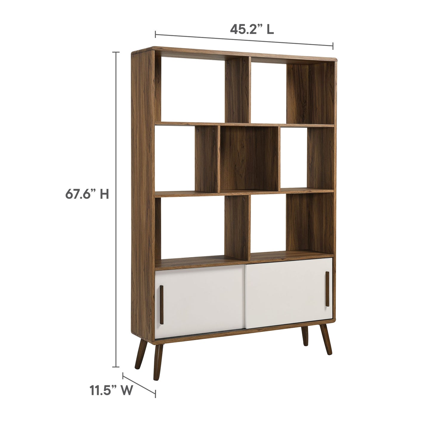 Modway - Transmit 45" Bookcase with Sliding Doors by Modway  Living Room Decor Brown - EEI-7193-WAL-LIN