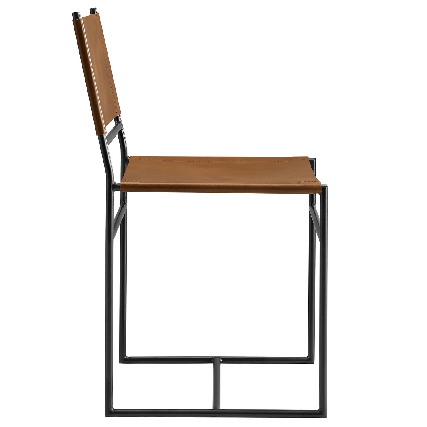 Modway - Thatcher Leather and Metal Dining Chair by Modway  Bar and Dining Dining Chairs Brown - EEI-7196-TAN