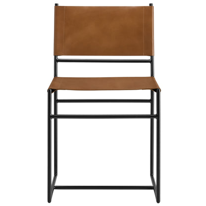 Modway - Thatcher Leather and Metal Dining Chair by Modway  Bar and Dining Dining Chairs Brown - EEI-7196-TAN