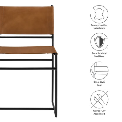 Modway - Thatcher Leather and Metal Dining Chair by Modway  Bar and Dining Dining Chairs Brown - EEI-7196-TAN