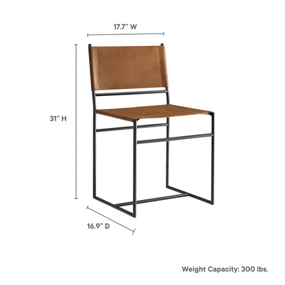 Modway - Thatcher Leather and Metal Dining Chair by Modway  Bar and Dining Dining Chairs Brown - EEI-7196-TAN