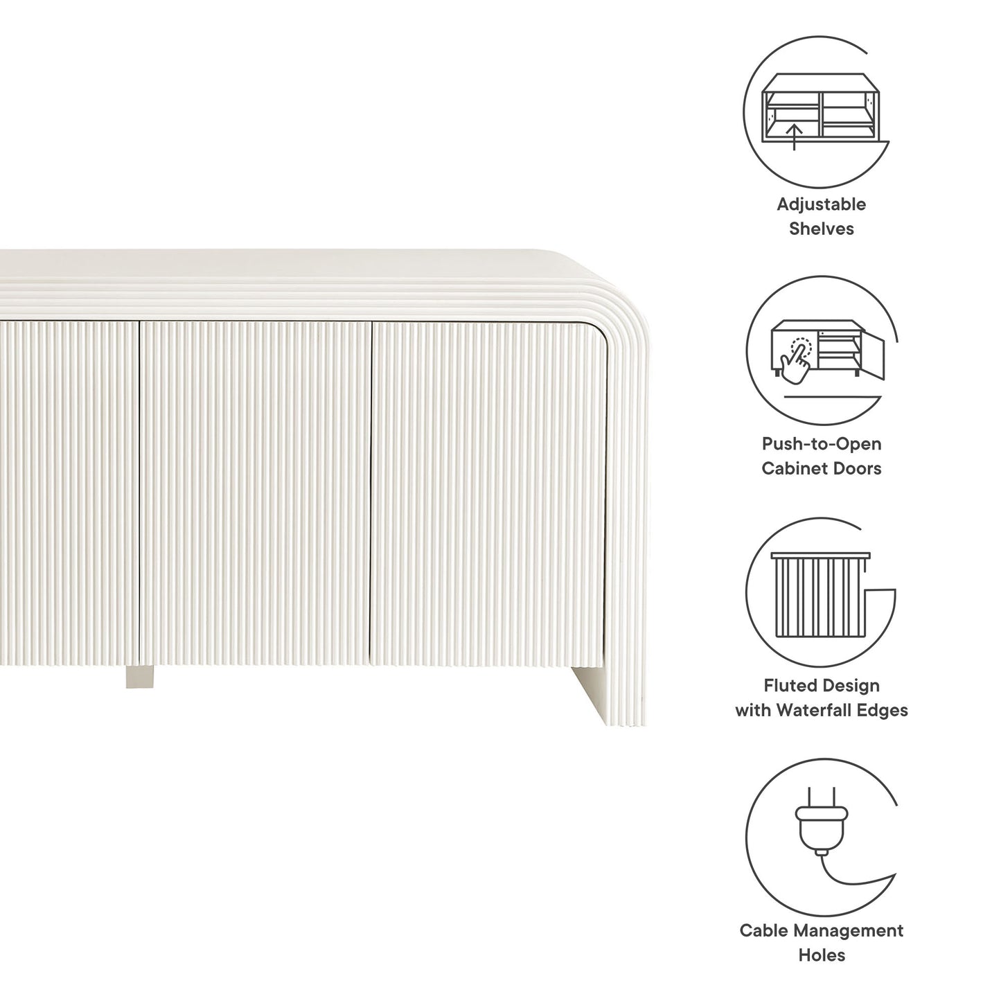 Modway - Waterflute 70" Fluted Sideboard Cabinet by Modway  Living Room Decor White - EEI-7198-IVO