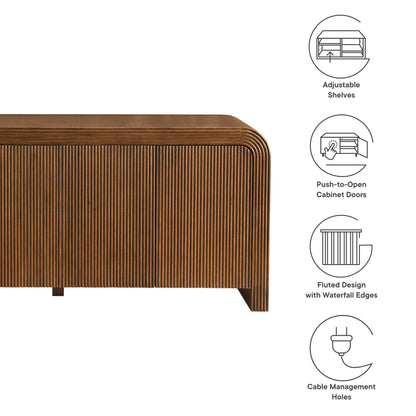 Modway - Waterflute 70" Fluted Sideboard Cabinet by Modway  Living Room Decor Brown - EEI-7198-WAL