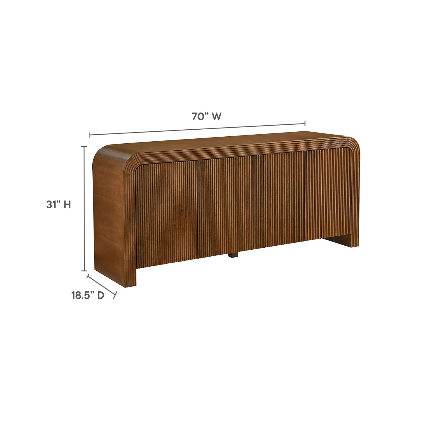 Modway - Waterflute 70" Fluted Sideboard Cabinet by Modway  Living Room Decor Brown - EEI-7198-WAL