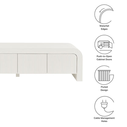 Modway - Waterflute 68" Fluted TV Stand by Modway  Living Room Decor White - EEI-7199-IVO