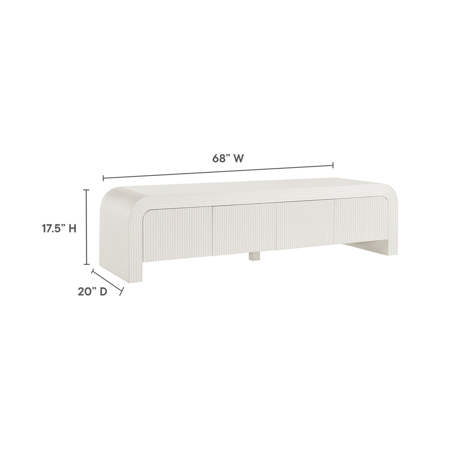 Modway - Waterflute 68" Fluted TV Stand by Modway  Living Room Decor White - EEI-7199-IVO