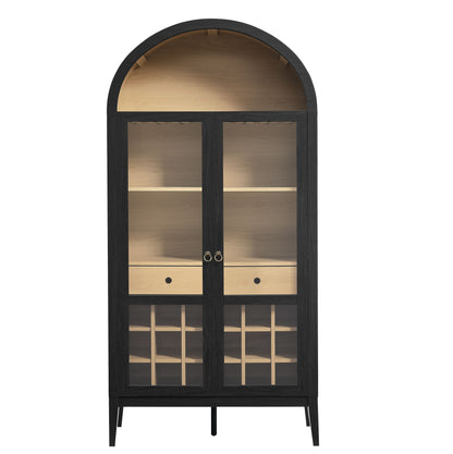 Modway - Nolan Arched Bar Cabinet by Modway  Bar and Dining  Black - EEI-7203-BLK-OAK