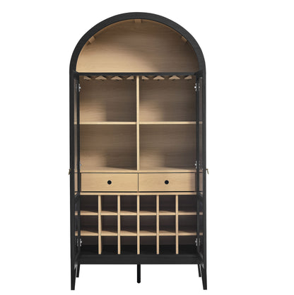 Modway - Nolan Arched Bar Cabinet by Modway  Bar and Dining  Black - EEI-7203-BLK-OAK