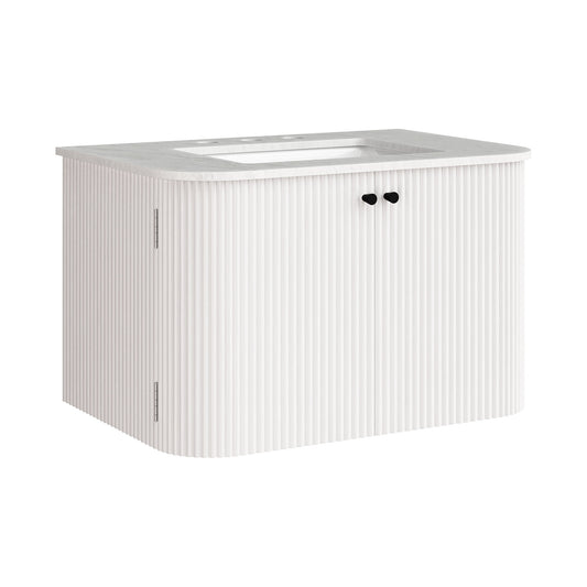 Modway - Zia 30" Wall-Mount Bathroom Vanity with Marble Sink by Modway  Bathroom Vanities White - EEI-7208-IVO