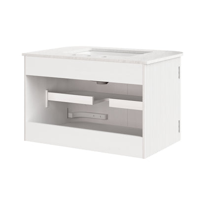 Modway - Zia 30" Wall-Mount Bathroom Vanity with Marble Sink by Modway  Bathroom Vanities White - EEI-7208-IVO