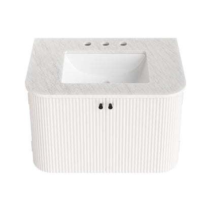 Modway - Zia 30" Wall-Mount Bathroom Vanity with Marble Sink by Modway  Bathroom Vanities White - EEI-7208-IVO