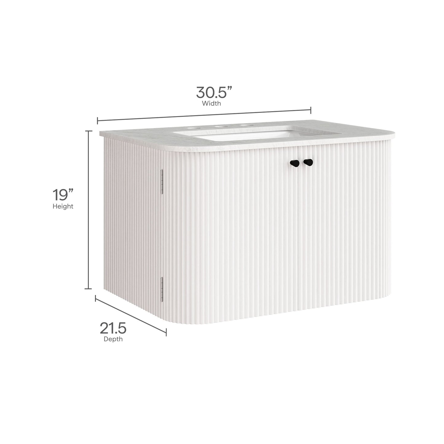 Modway - Zia 30" Wall-Mount Bathroom Vanity with Marble Sink by Modway  Bathroom Vanities White - EEI-7208-IVO