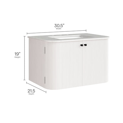 Modway - Zia 30" Wall-Mount Bathroom Vanity with Marble Sink by Modway  Bathroom Vanities White - EEI-7208-IVO