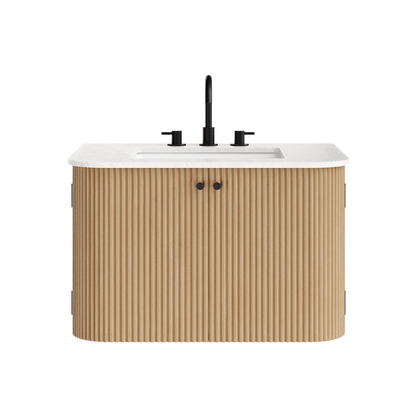 Modway - Zia 30" Wall-Mount Bathroom Vanity with Marble Sink by Modway  Bathroom Vanities Brown - EEI-7208-NAT